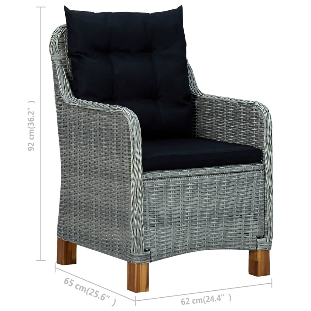 Patio Chairs with Cushions 2 pcs Poly Rattan Light Gray