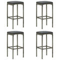 Bar Stools with Cushions 4 pcs Gray Poly Rattan