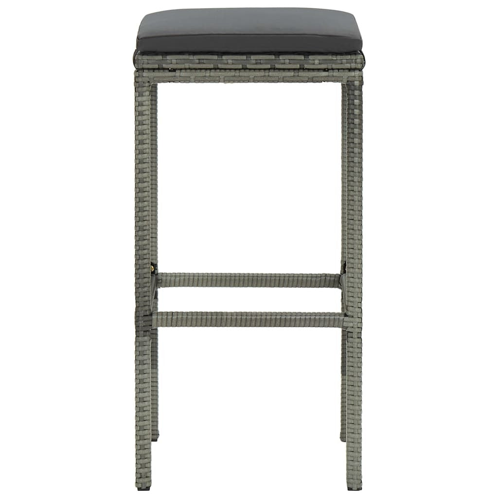 Bar Stools with Cushions 6 pcs Gray Poly Rattan
