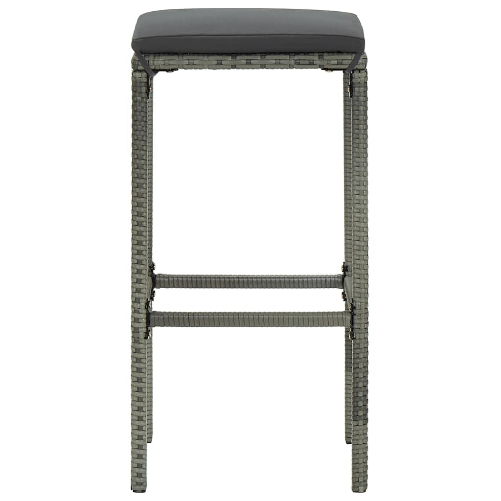 Bar Stools with Cushions 6 pcs Gray Poly Rattan