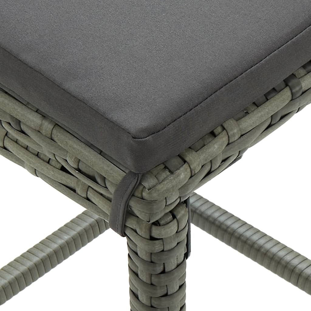 Bar Stools with Cushions 6 pcs Gray Poly Rattan