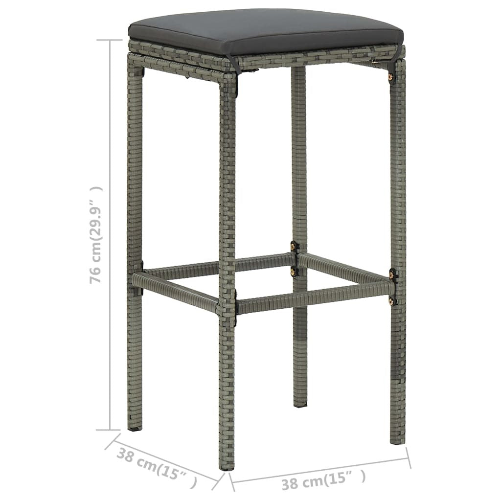 Bar Stools with Cushions 6 pcs Gray Poly Rattan