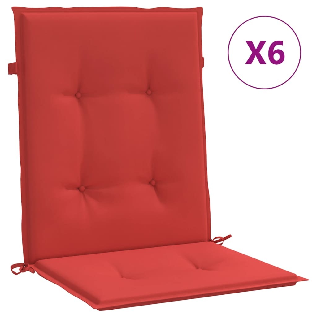 Garden Lowback Chair Cushions 6 pcs Red 39.4"x19.7"x1.2" Oxford Fabric