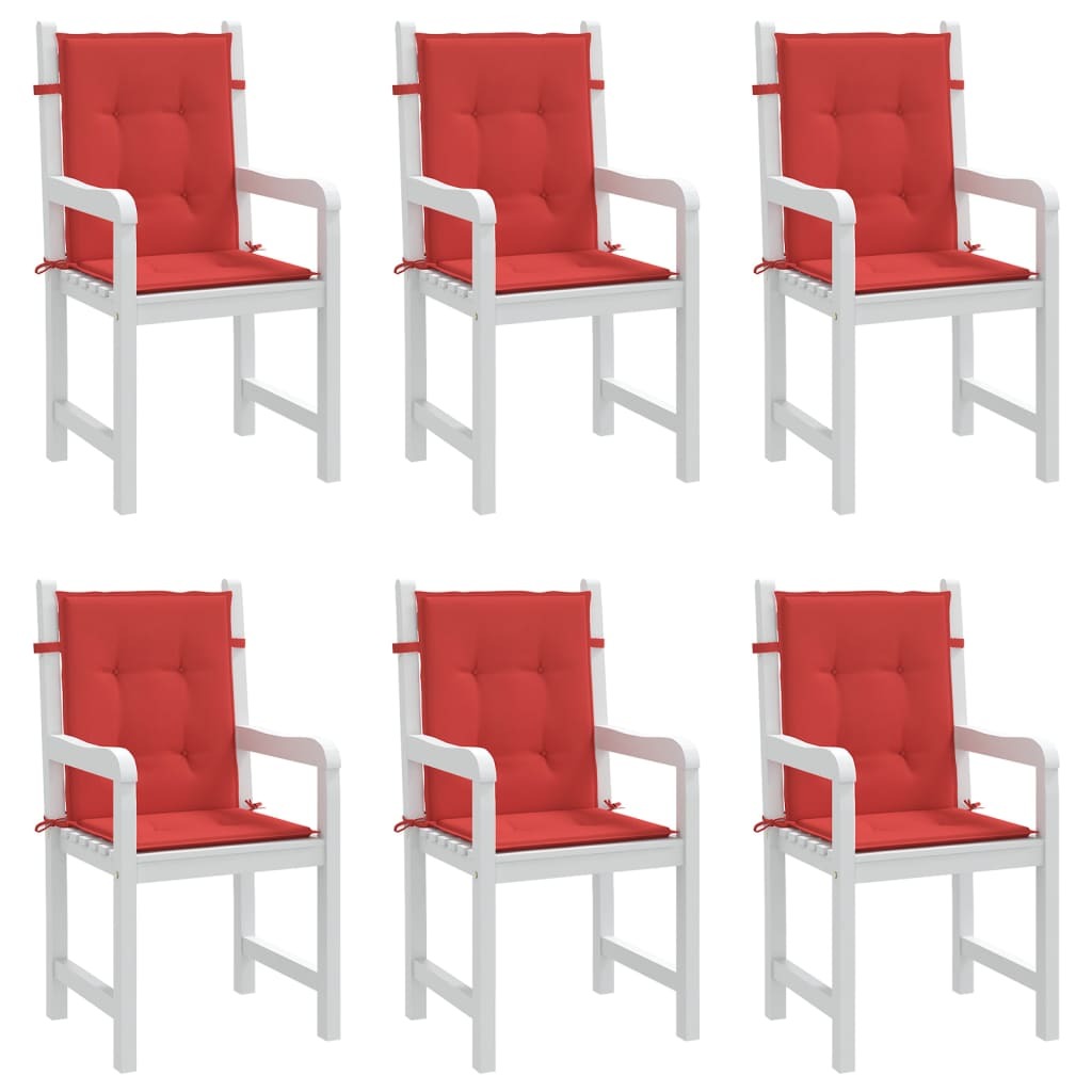 Garden Lowback Chair Cushions 6 pcs Red 39.4"x19.7"x1.2" Oxford Fabric