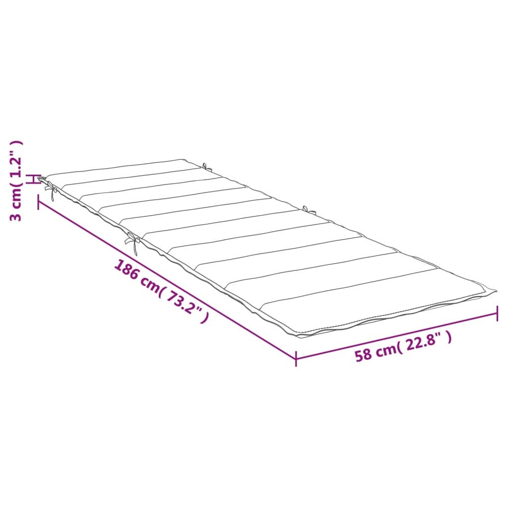 Sun Lounger Cushion Gray 73.2"x22.8"x1.6" Oxford Fabric