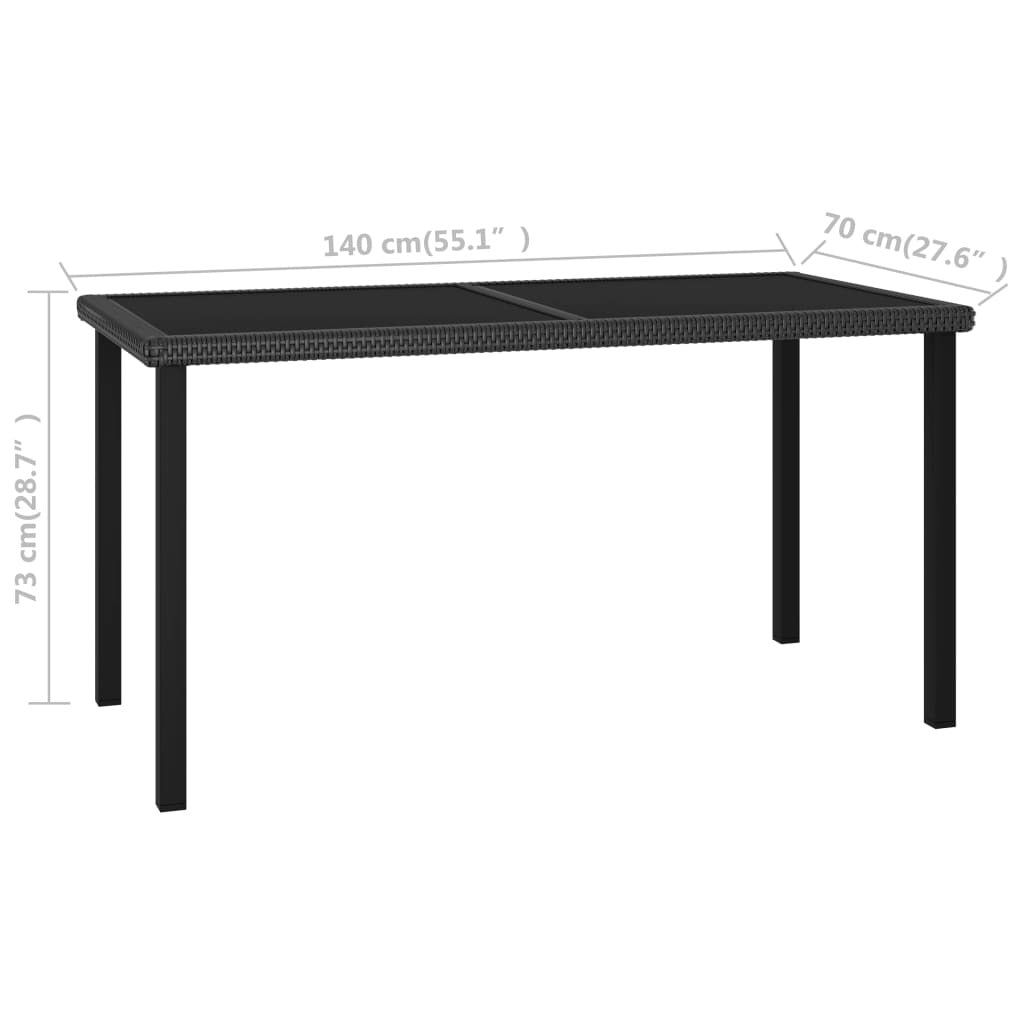 Patio Dining Table Black 55.1"x27.6"x28.7" Poly Rattan