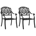 Patio Chairs 2 pcs Cast Aluminum Black
