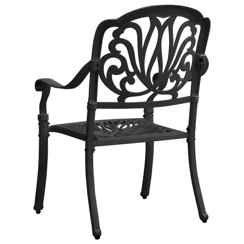 Patio Chairs 2 pcs Cast Aluminum Black