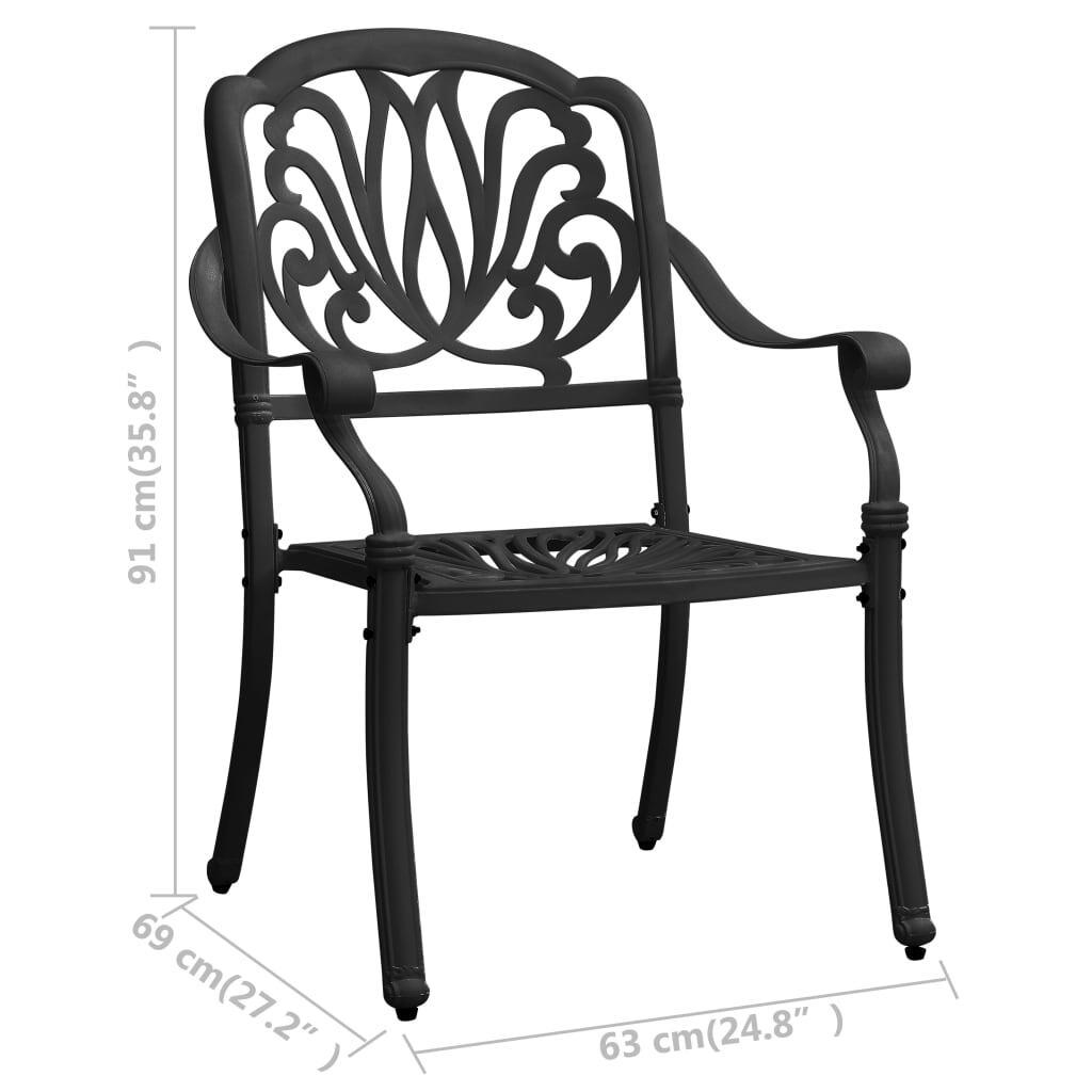 Patio Chairs 2 pcs Cast Aluminum Black