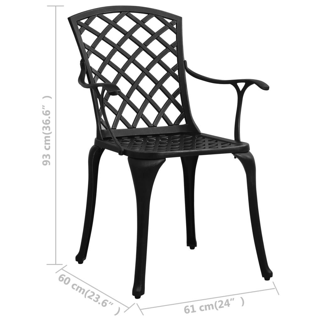 3 Piece Bistro Set Cast Aluminum Black