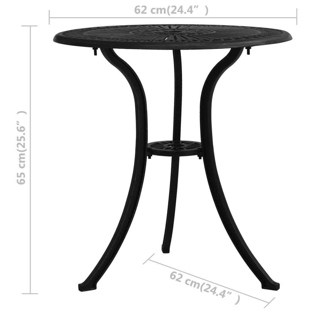 3 Piece Bistro Set Cast Aluminum Black