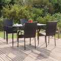 5 Piece Patio Dining Set Black Poly Rattan