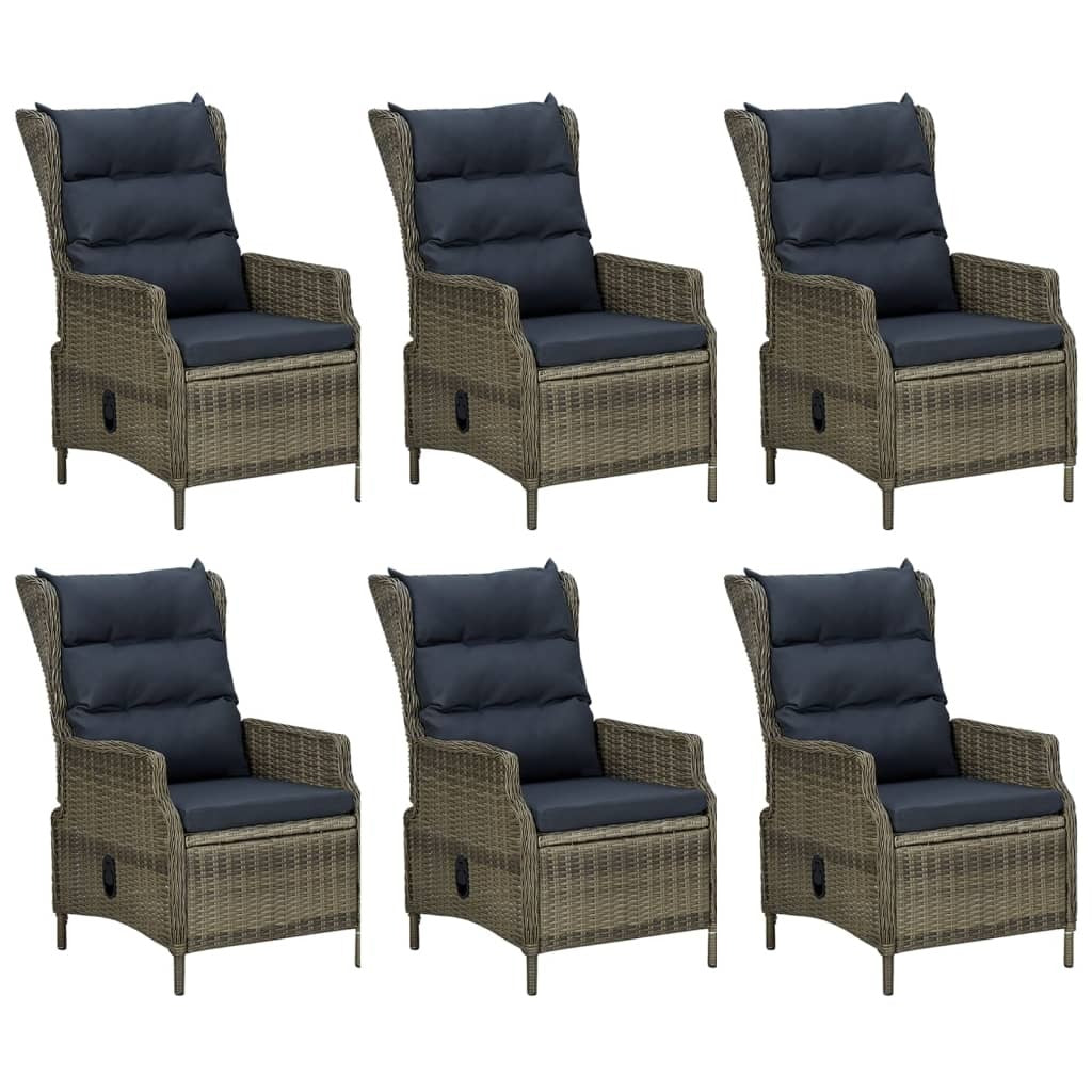 7 Piece Patio Dining Set Brown Poly Rattan