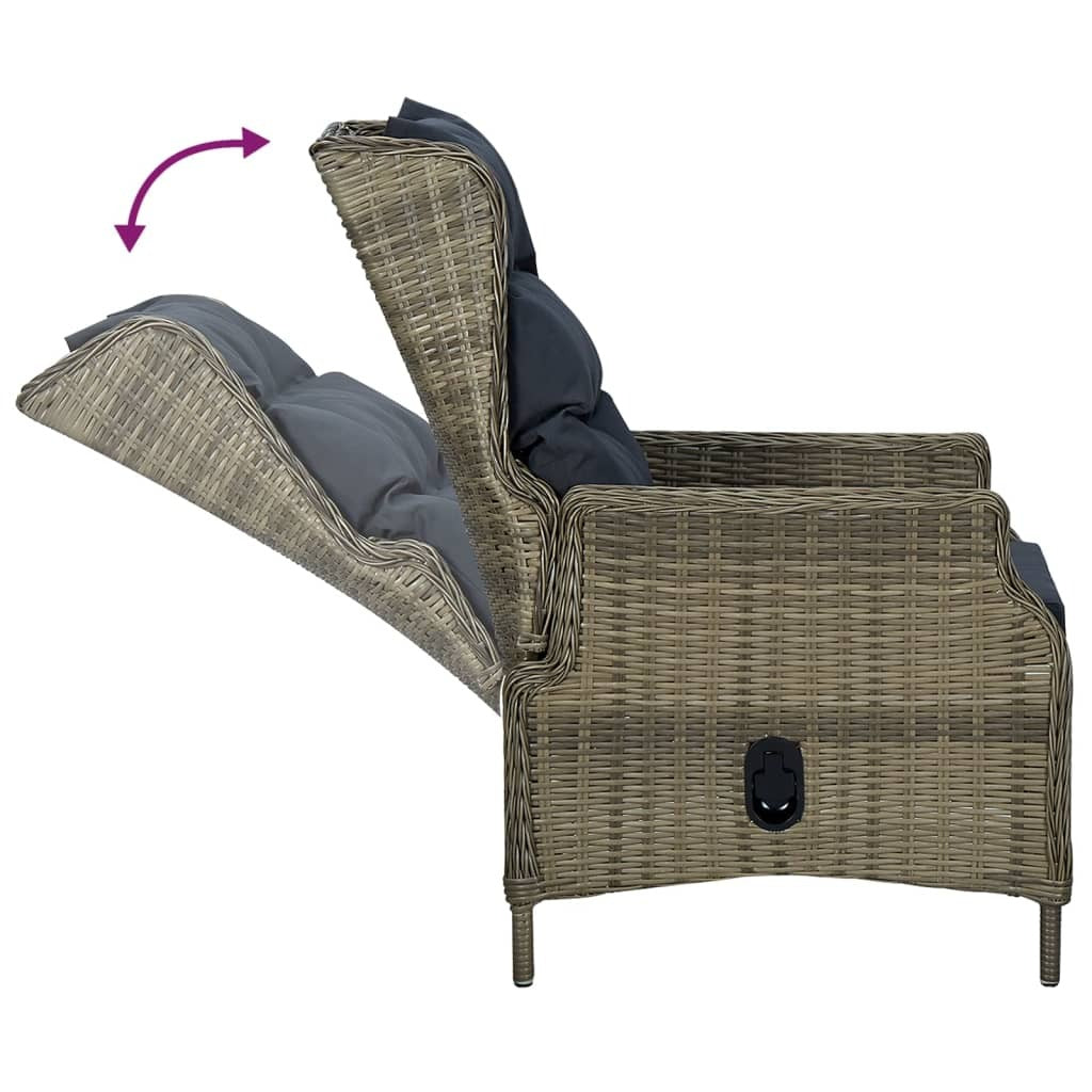 7 Piece Patio Dining Set Brown Poly Rattan