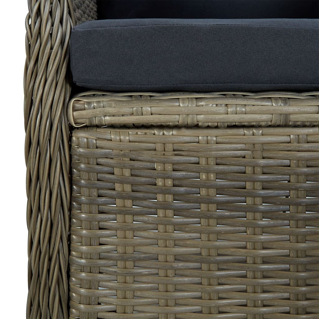 7 Piece Patio Dining Set Brown Poly Rattan