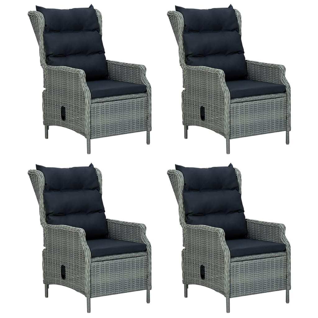 5 Piece Patio Dining Set Light Gray Poly Rattan