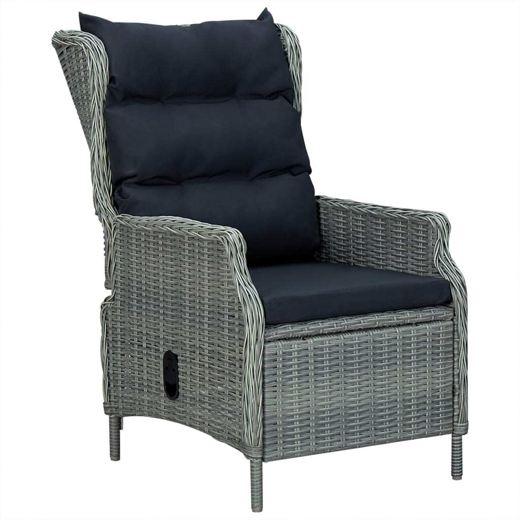 5 Piece Patio Dining Set Light Gray Poly Rattan