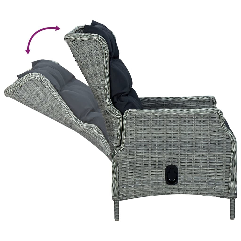 5 Piece Patio Dining Set Light Gray Poly Rattan