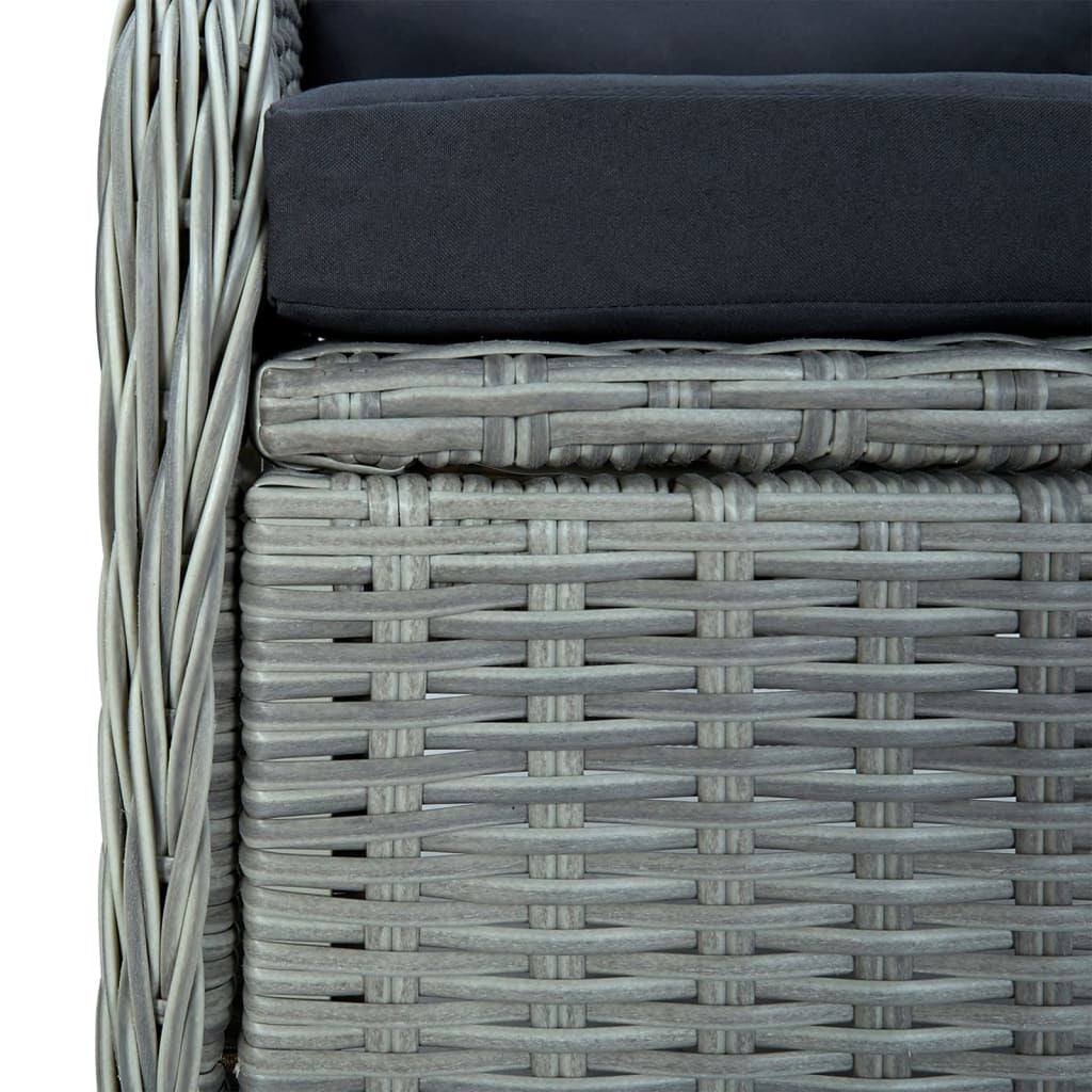 5 Piece Patio Dining Set Light Gray Poly Rattan