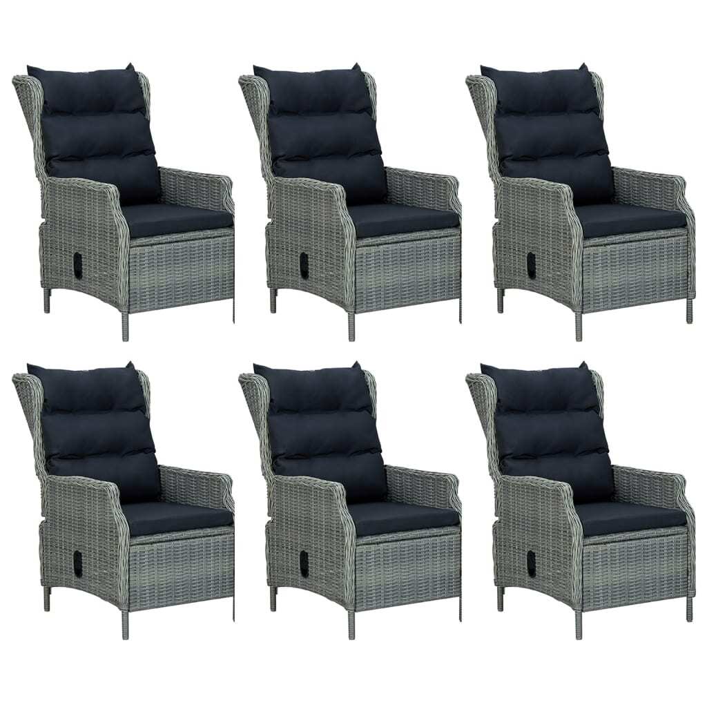 7 Piece Patio Dining Set Light Gray Poly Rattan