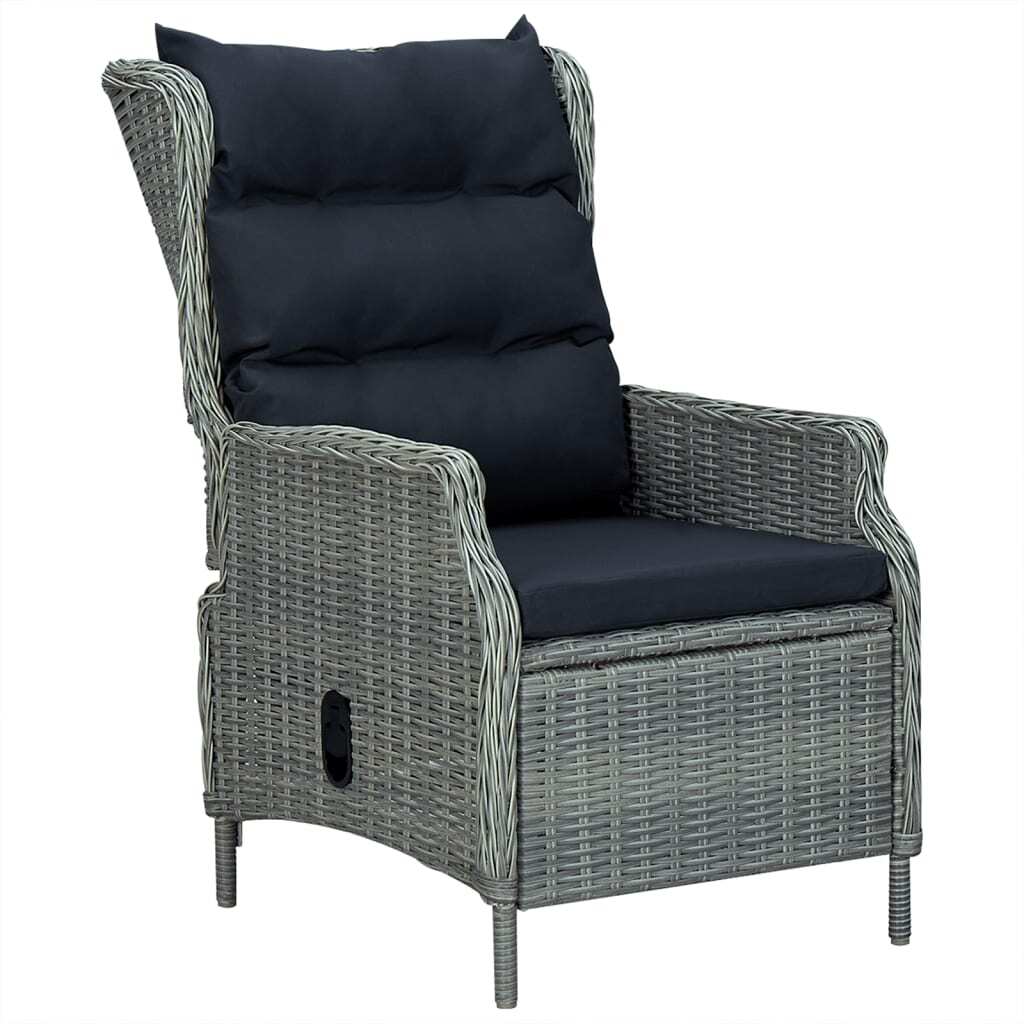 7 Piece Patio Dining Set Light Gray Poly Rattan
