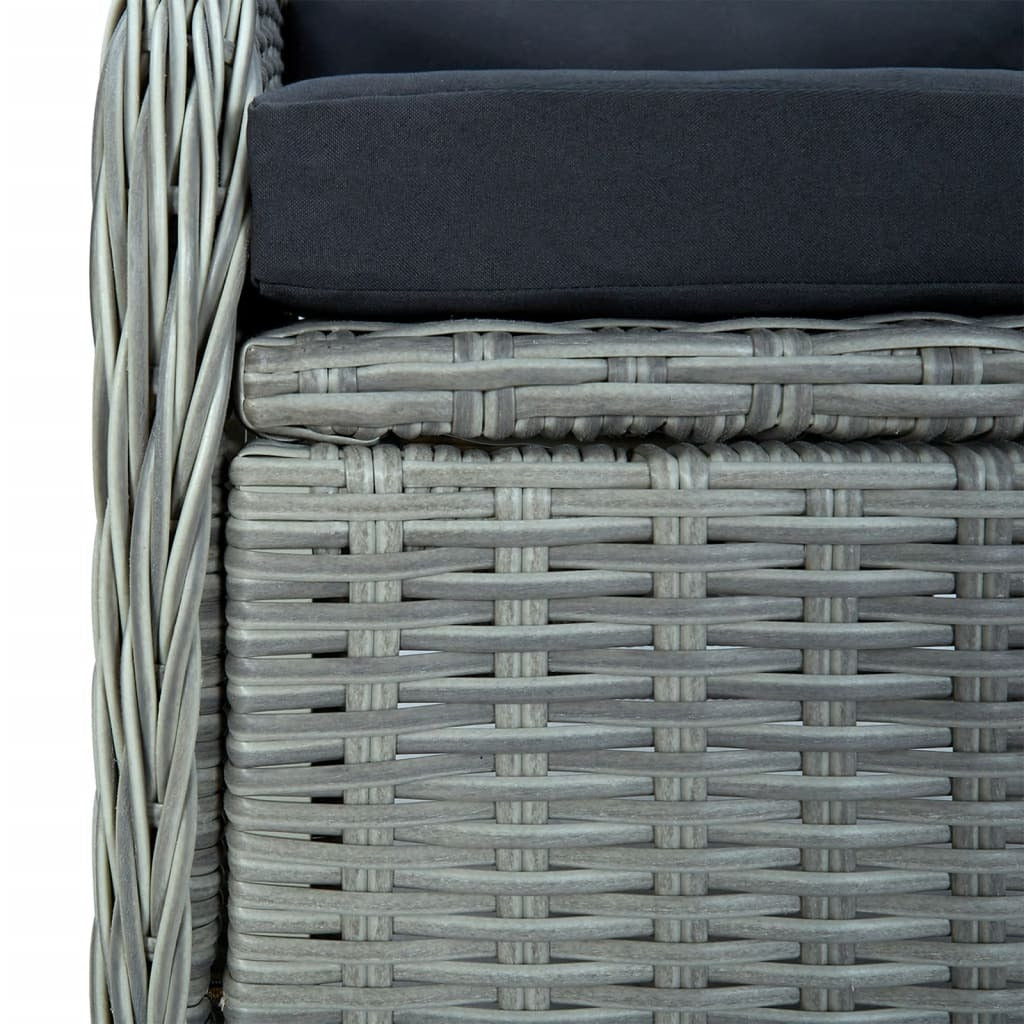 7 Piece Patio Dining Set Light Gray Poly Rattan