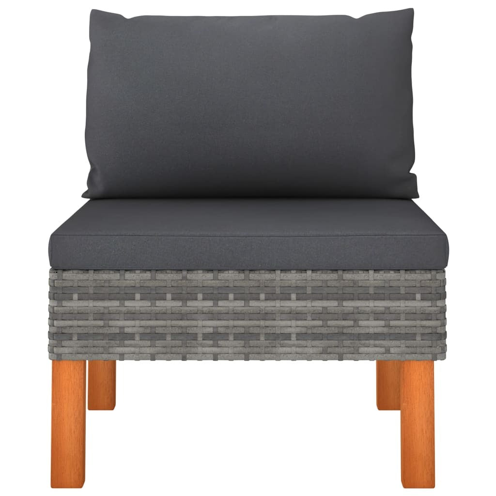 Middle Sofas 3 pcs Poly Rattan and Solid Eucalyptus Wood