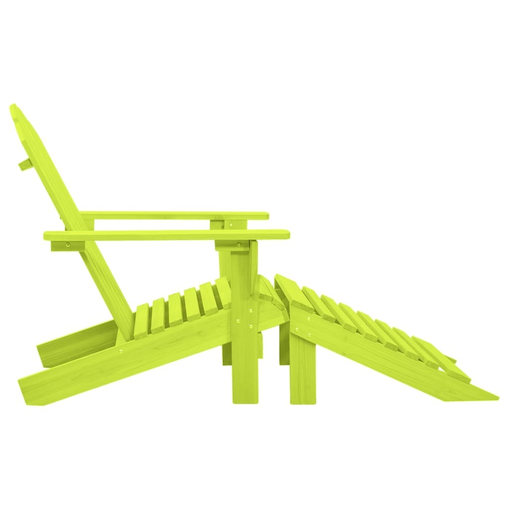 Patio Adirondack Chair with Ottoman Solid Fir Wood Green