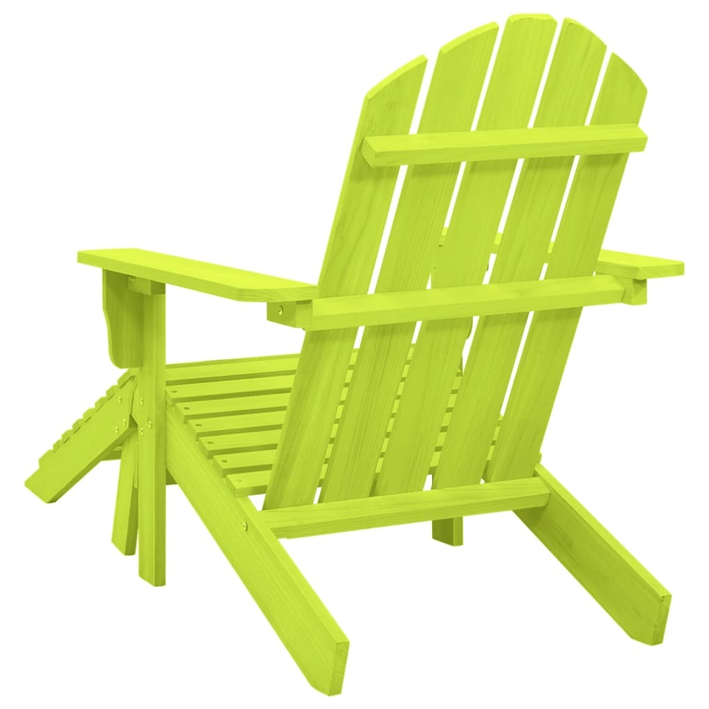 Patio Adirondack Chair with Ottoman Solid Fir Wood Green