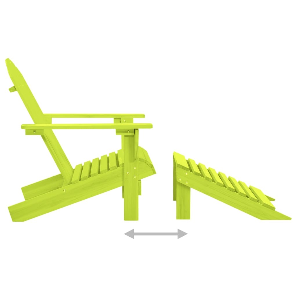 Patio Adirondack Chair with Ottoman Solid Fir Wood Green