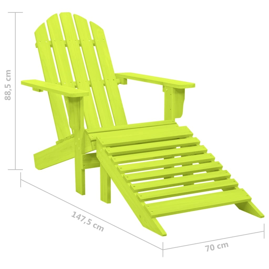 Patio Adirondack Chair with Ottoman Solid Fir Wood Green