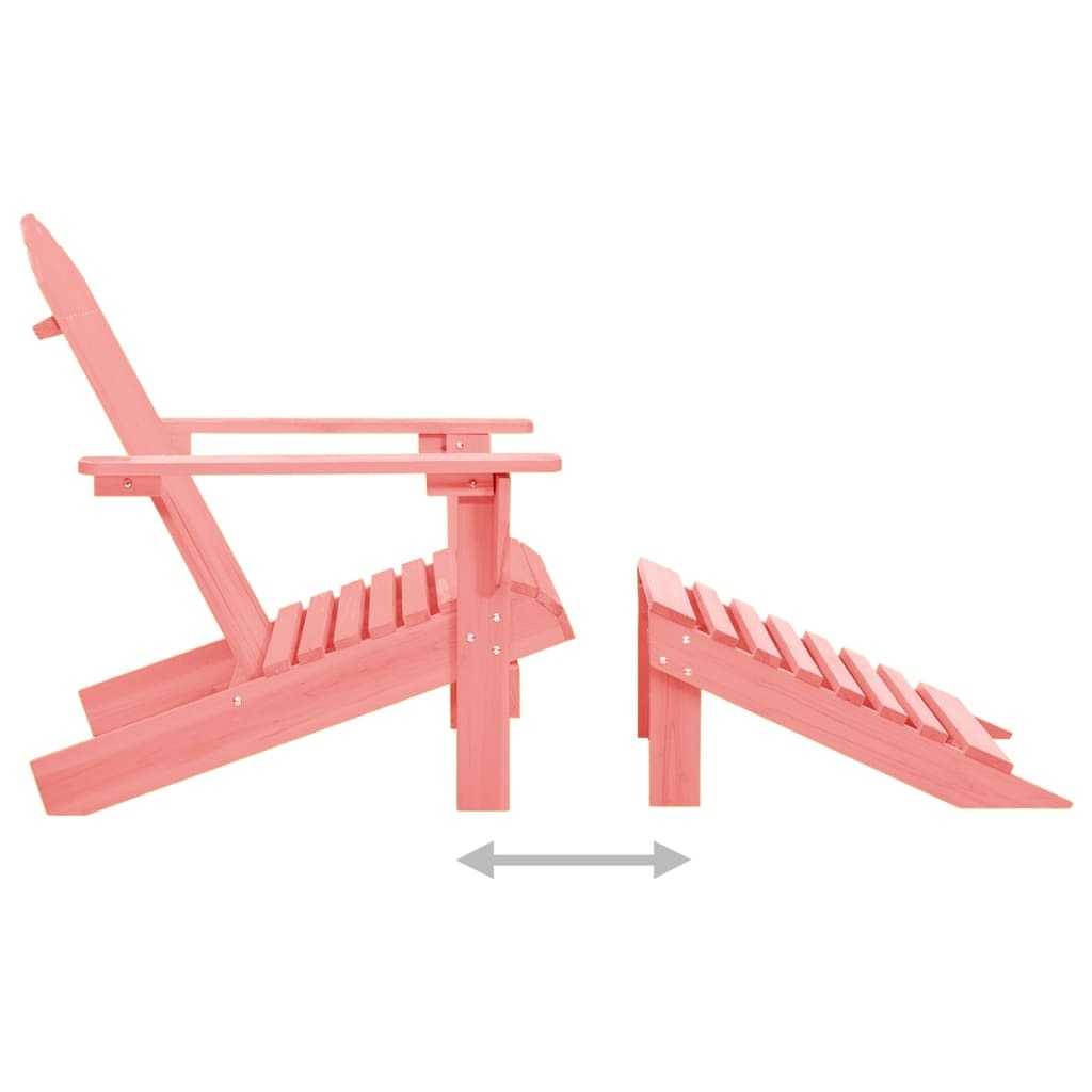Patio Adirondack Chair with Ottoman Solid Fir Wood Pink