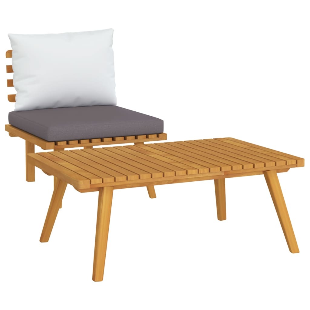 2 Piece Patio Lounge Set with Cushions Solid Acacia Wood
