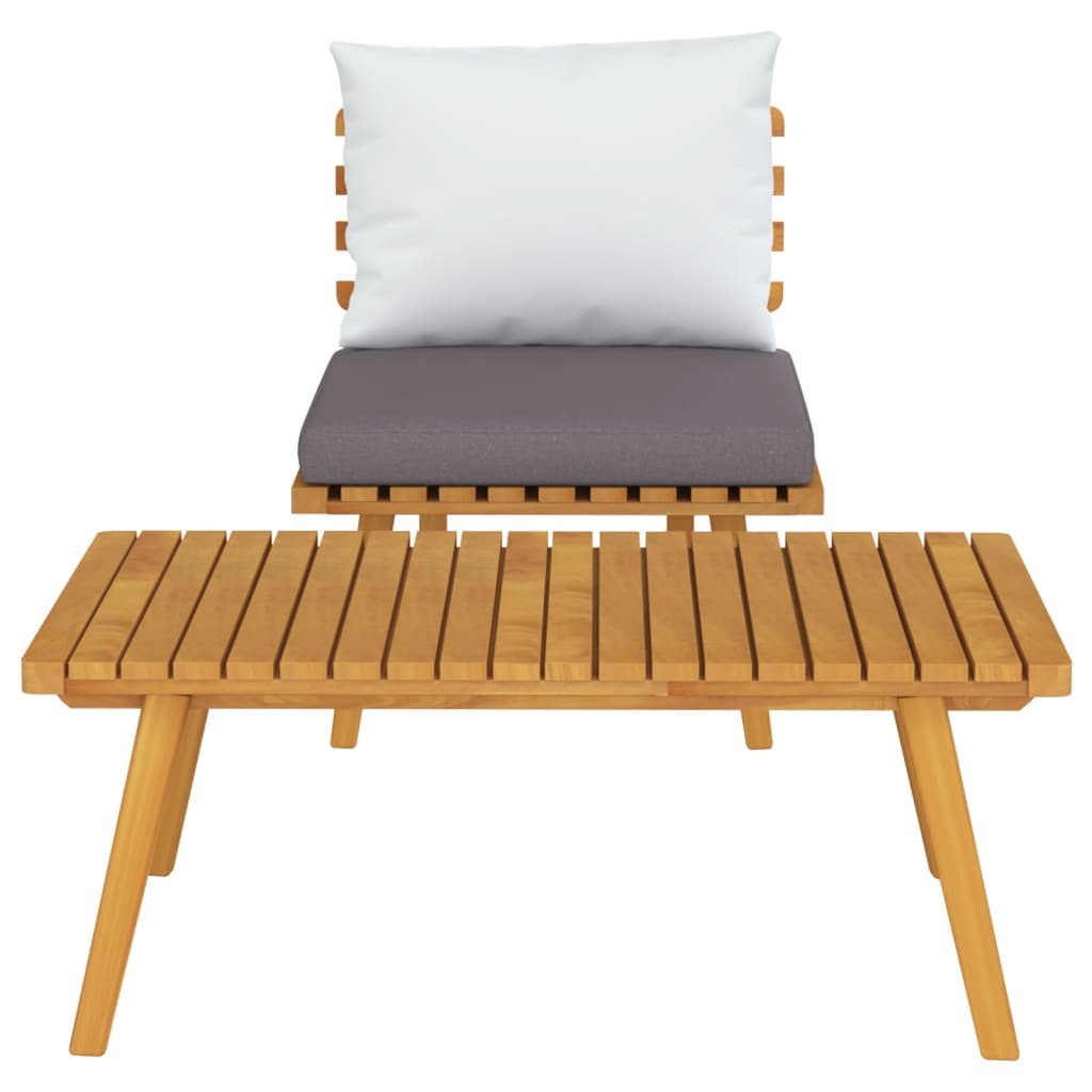 2 Piece Patio Lounge Set with Cushions Solid Acacia Wood