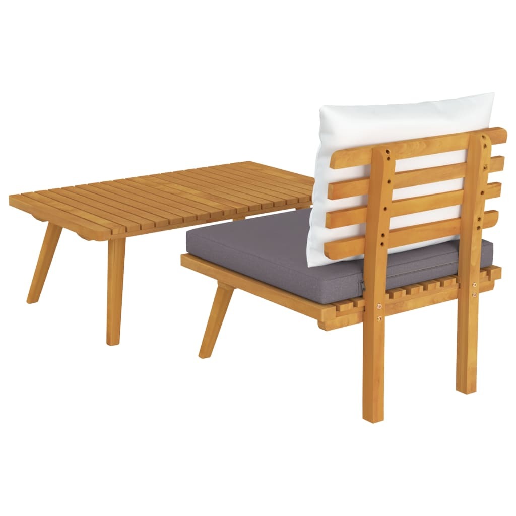 2 Piece Patio Lounge Set with Cushions Solid Acacia Wood