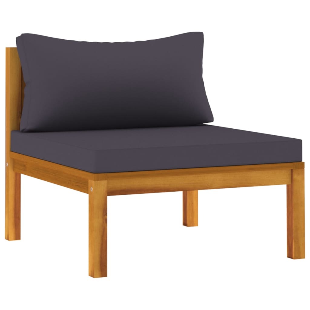 2 Piece Sofa Set with Dark Gray Cushions Solid Acacia Wood