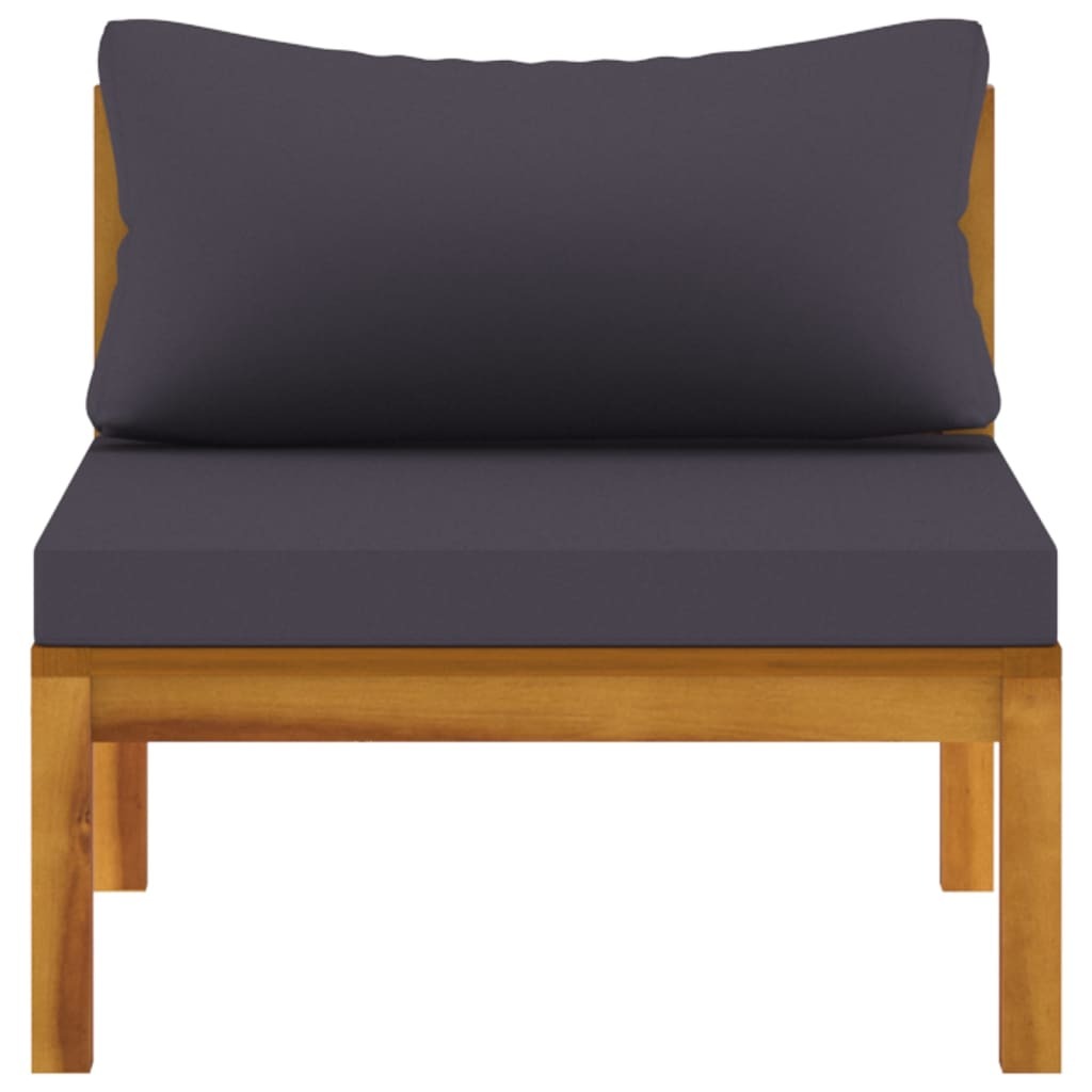 2 Piece Sofa Set with Dark Gray Cushions Solid Acacia Wood