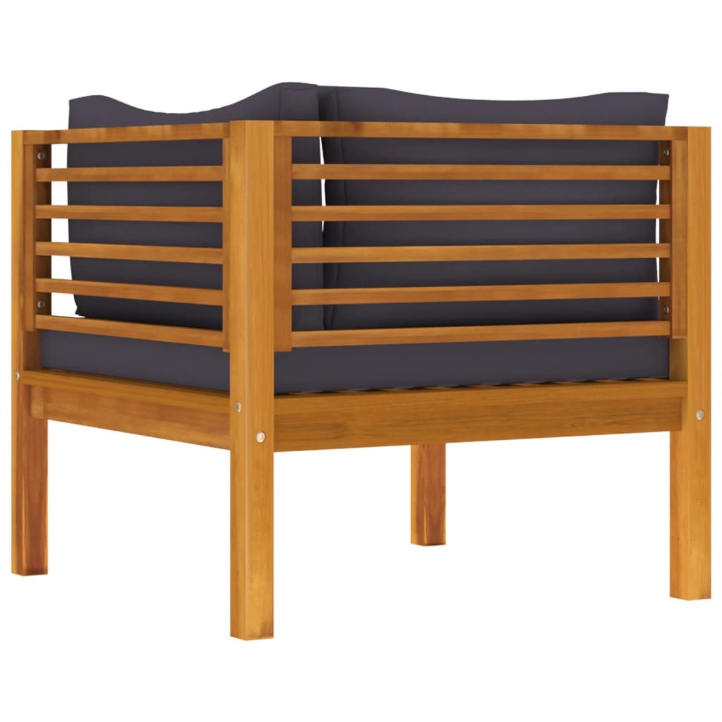 2 Piece Sofa Set with Dark Gray Cushions Solid Acacia Wood
