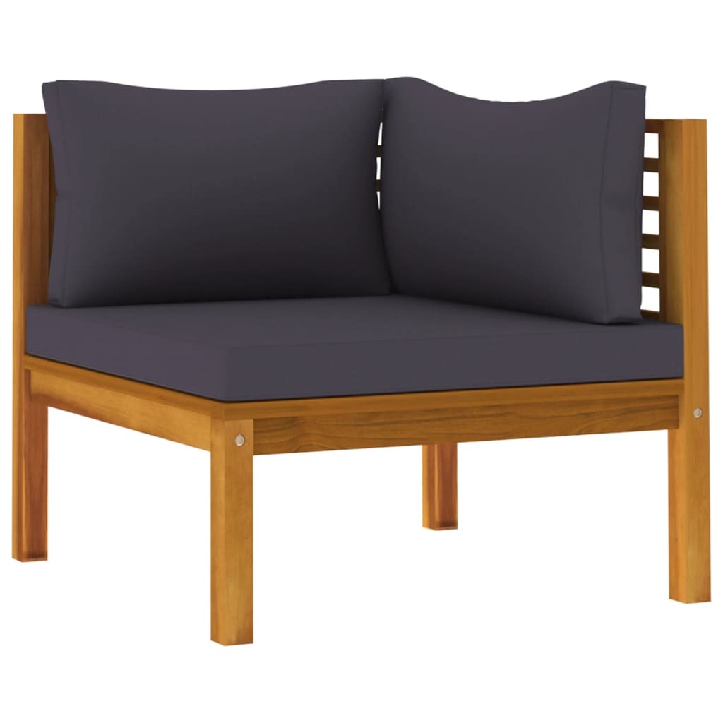 2 Piece Sofa Set with Dark Gray Cushions Solid Acacia Wood