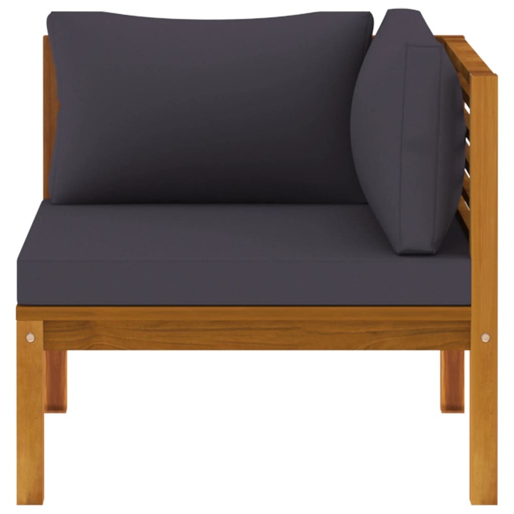 2 Piece Sofa Set with Dark Gray Cushions Solid Acacia Wood