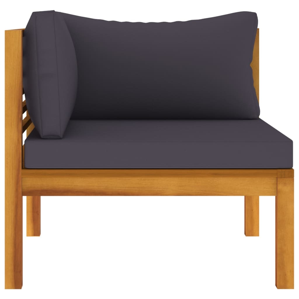 2 Piece Sofa Set with Dark Gray Cushions Solid Acacia Wood