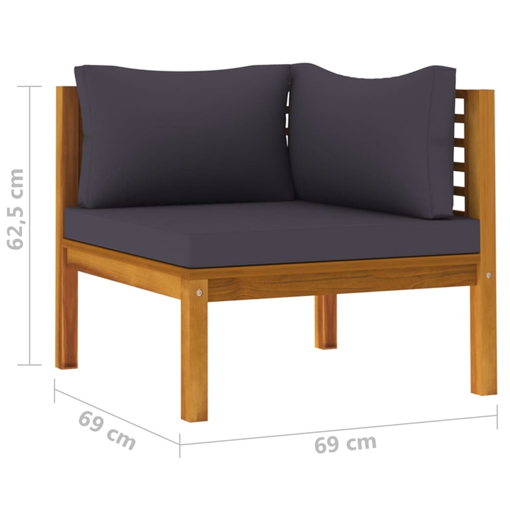 2 Piece Sofa Set with Dark Gray Cushions Solid Acacia Wood