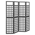 4-Panel Room Divider/Trellis Solid Fir Wood Black 63.4"x70.9