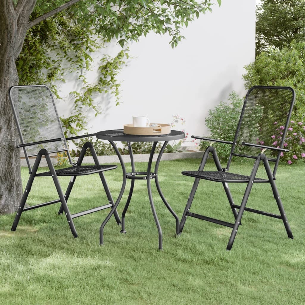 Patio Table 23.6"x28.3" Expanded Metal Mesh Anthracite
