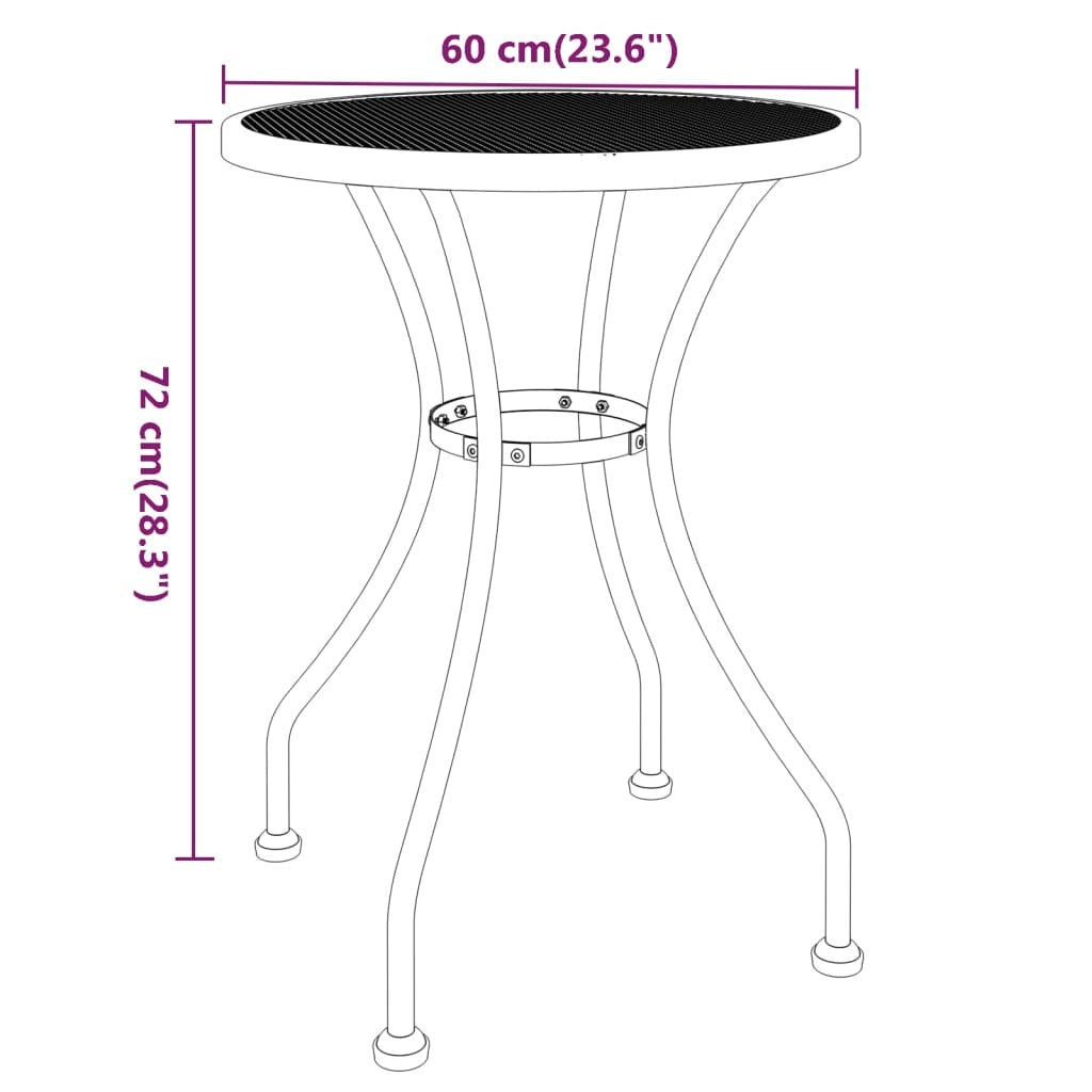 Patio Table 23.6"x28.3" Expanded Metal Mesh Anthracite