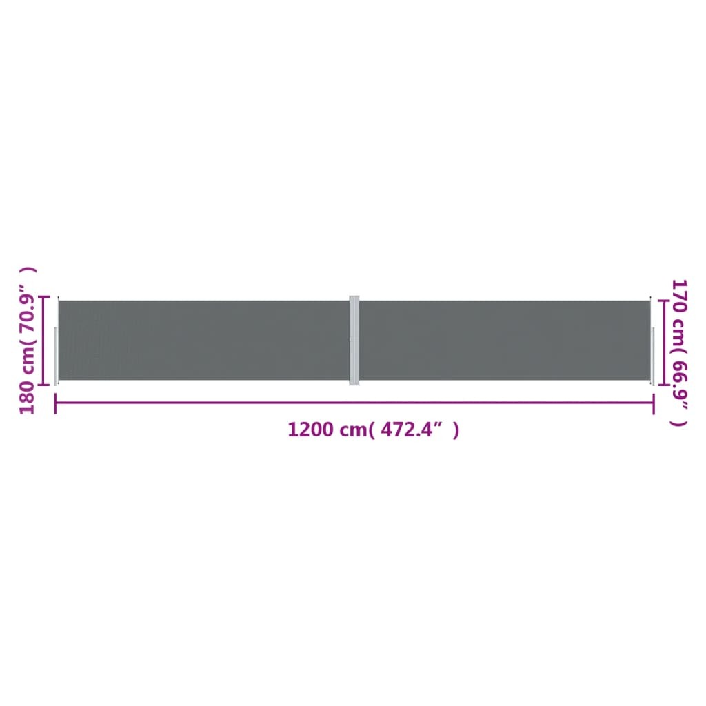 Retractable Side Awning Anthracite 70.9"x472.4