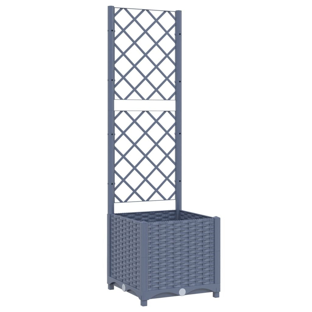 Garden Planter with Trellis Blue Grey 15.7x15.7x53.5" PP