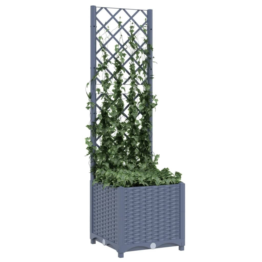 Garden Planter with Trellis Blue Grey 15.7x15.7x53.5" PP