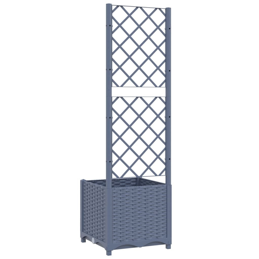 Garden Planter with Trellis Blue Grey 15.7x15.7x53.5" PP