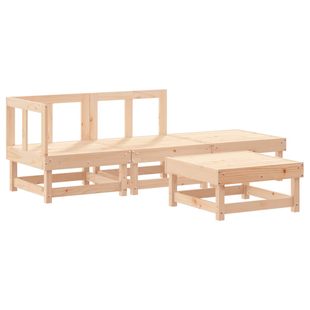 4 Piece Patio Lounge Set with Cushions Solid Wood